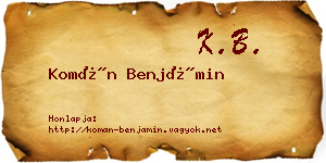 Komán Benjámin névjegykártya